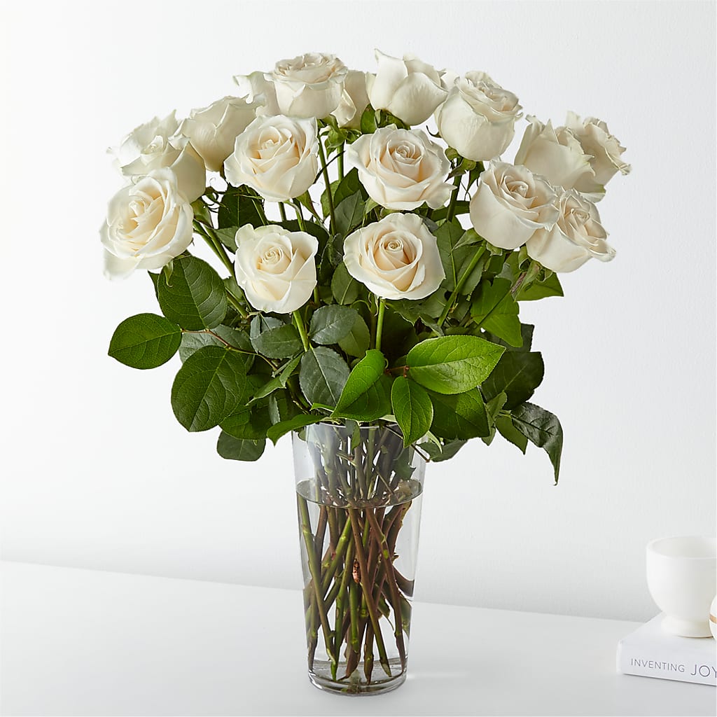 Long Stem White Rose Bouquet – Panda Flowers Canada Inc, Calgary AB