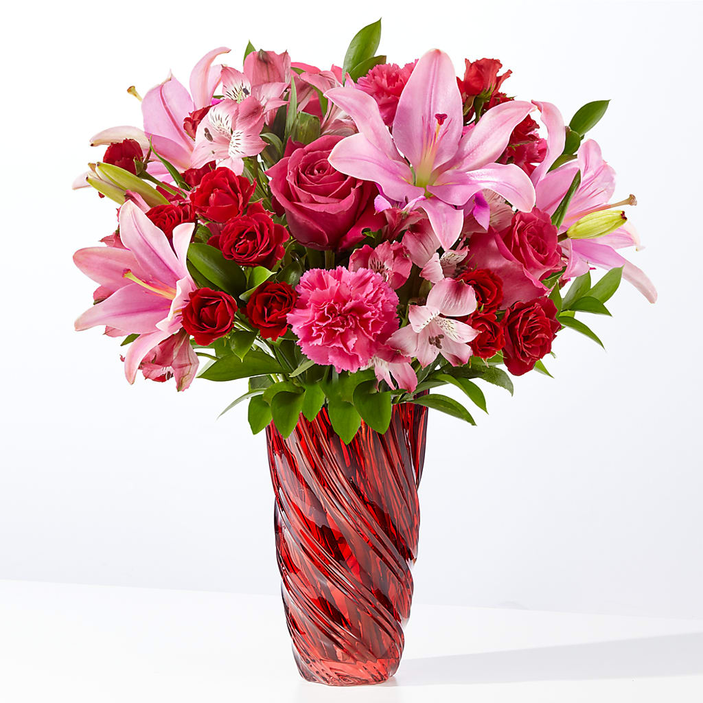 In Love Bouquet with Luxe Swirl Vase – Panda Flowers Canada Inc, Calgary AB