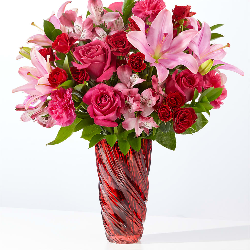 In Love Bouquet with Luxe Swirl Vase – Panda Flowers Canada Inc, Calgary AB