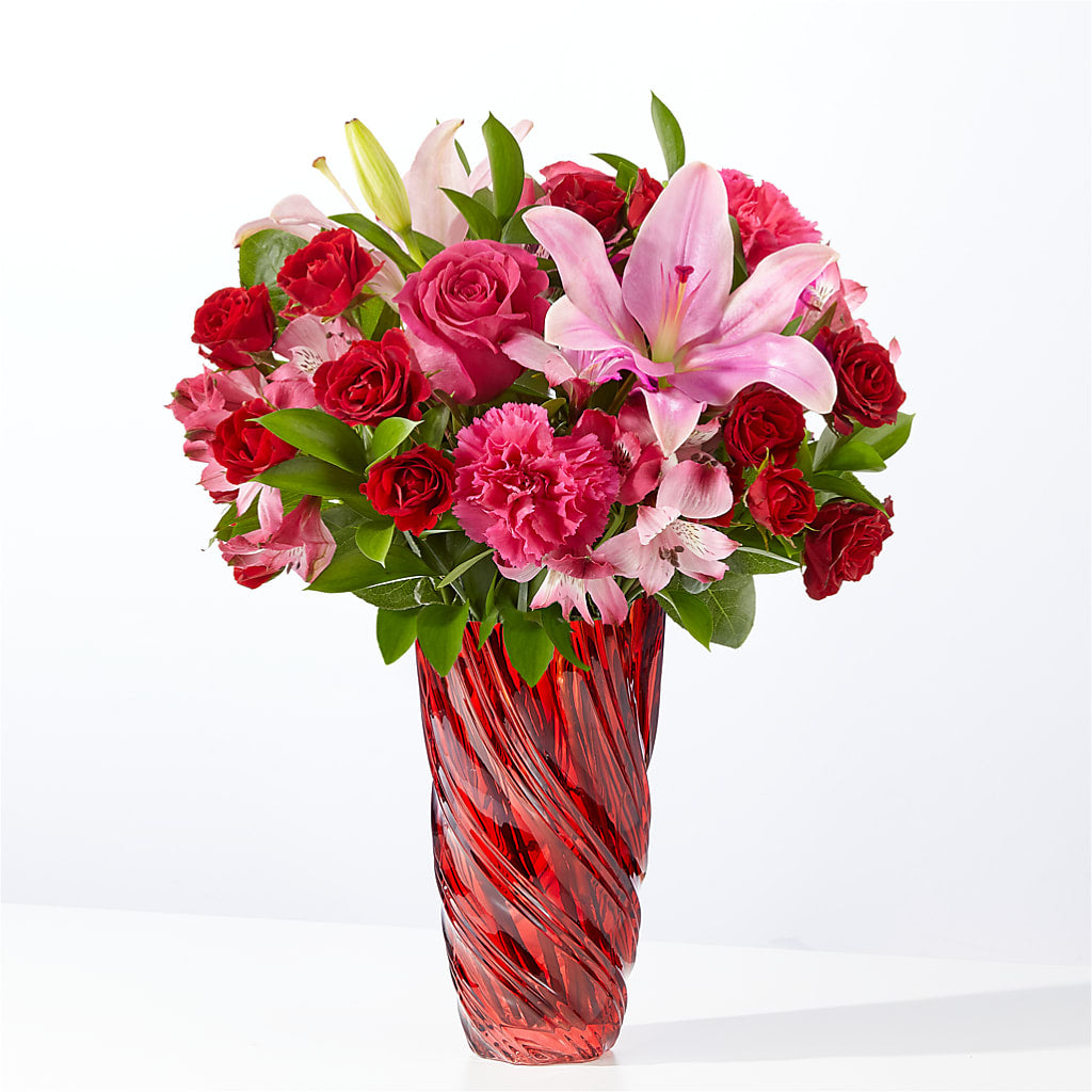 In Love Bouquet with Luxe Swirl Vase – Panda Flowers Canada Inc, Calgary AB