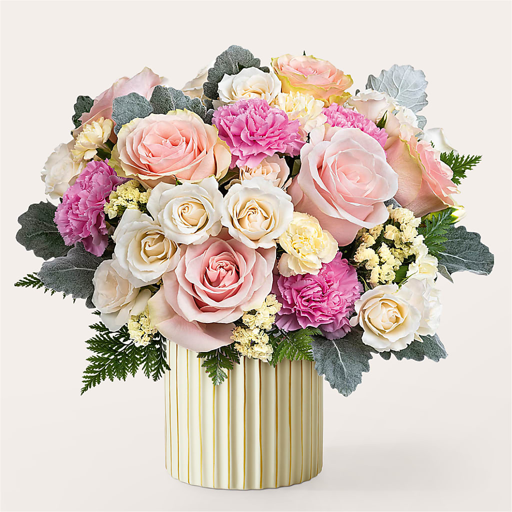 Blissful Moments Bouquet with Ivory Vase – Panda Flowers Canada Inc, Calgary AB