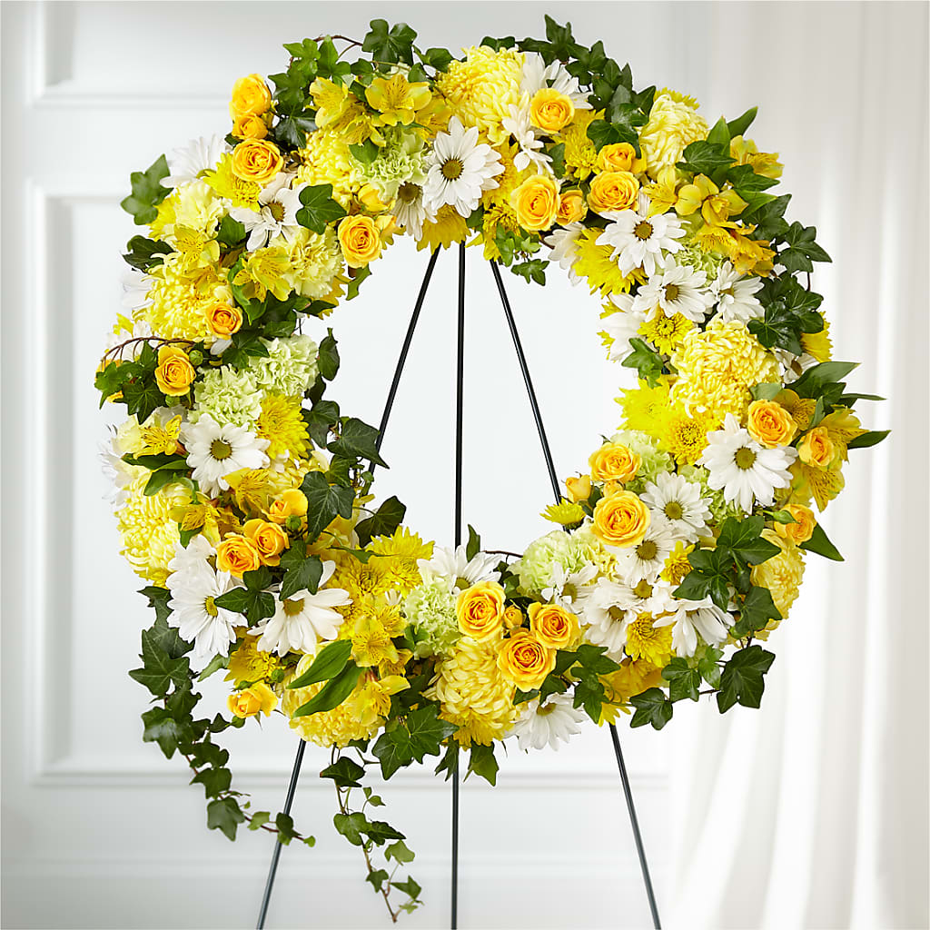 Golden Remembrance Wreath – Panda Flowers Canada Inc, Calgary AB
