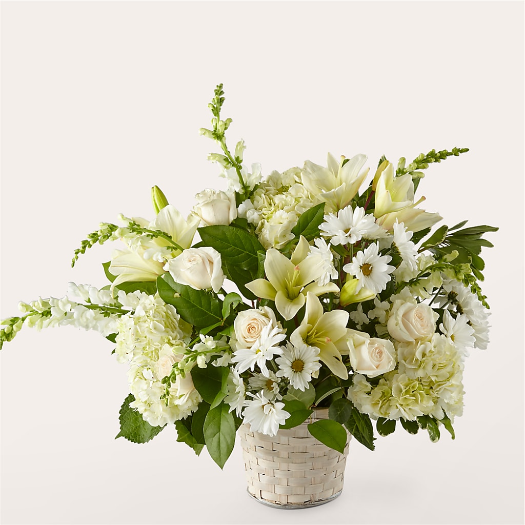 Ivory Elegance Floral Basket – Panda Flowers Canada Inc, Calgary AB
