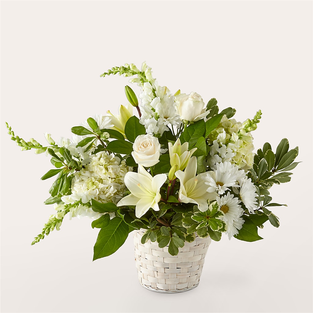 Ivory Elegance Floral Basket – Panda Flowers Canada Inc, Calgary AB