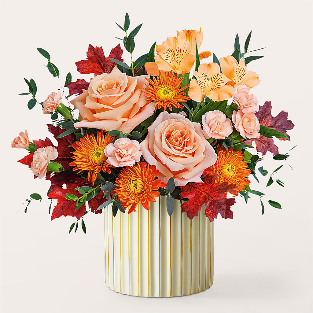 Spiced Latte Bouquet with Ivory Vase – Panda Flowers Canada Inc, Calgary AB