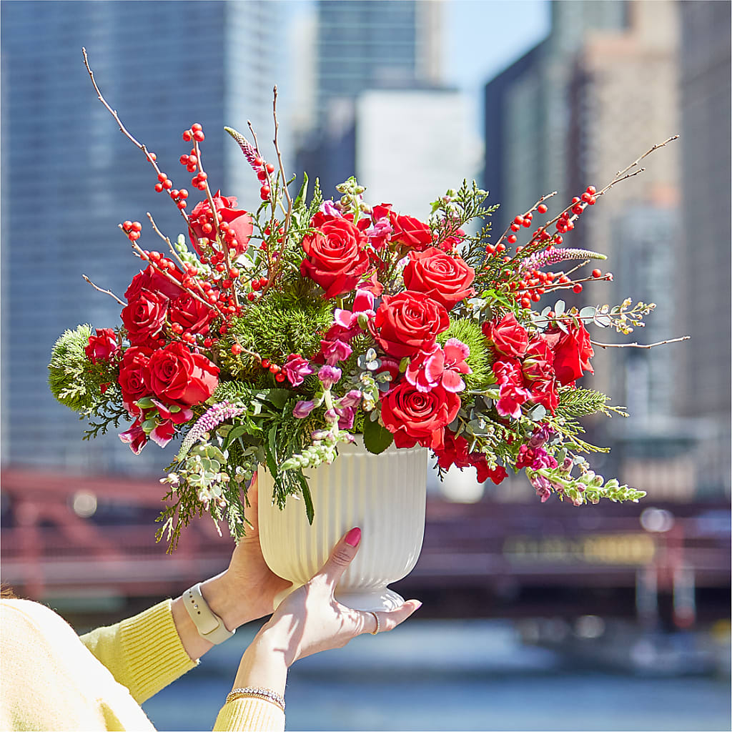 Big Red Bow Bouquet –  Panda Flowers Canada Inc, Calgary AB