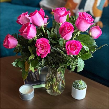 Long Stem Pink Rose Bouquet –  Panda Flowers Canada Inc, Calgary AB