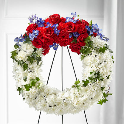 Patriotic Passion Wreath –  Panda Flowers Canada Inc, Calgary AB