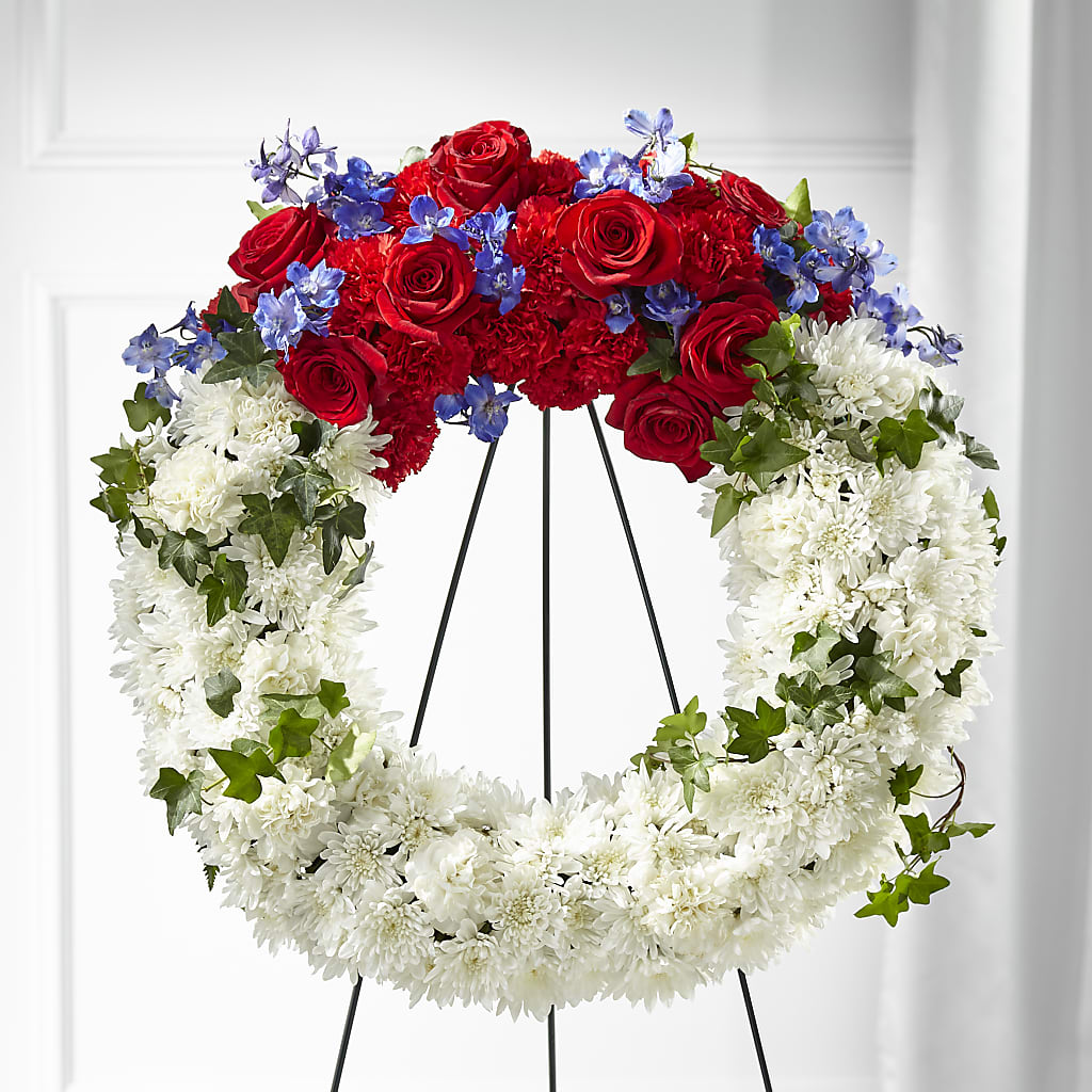 Patriotic Passion Wreath –  Panda Flowers Canada Inc, Calgary AB